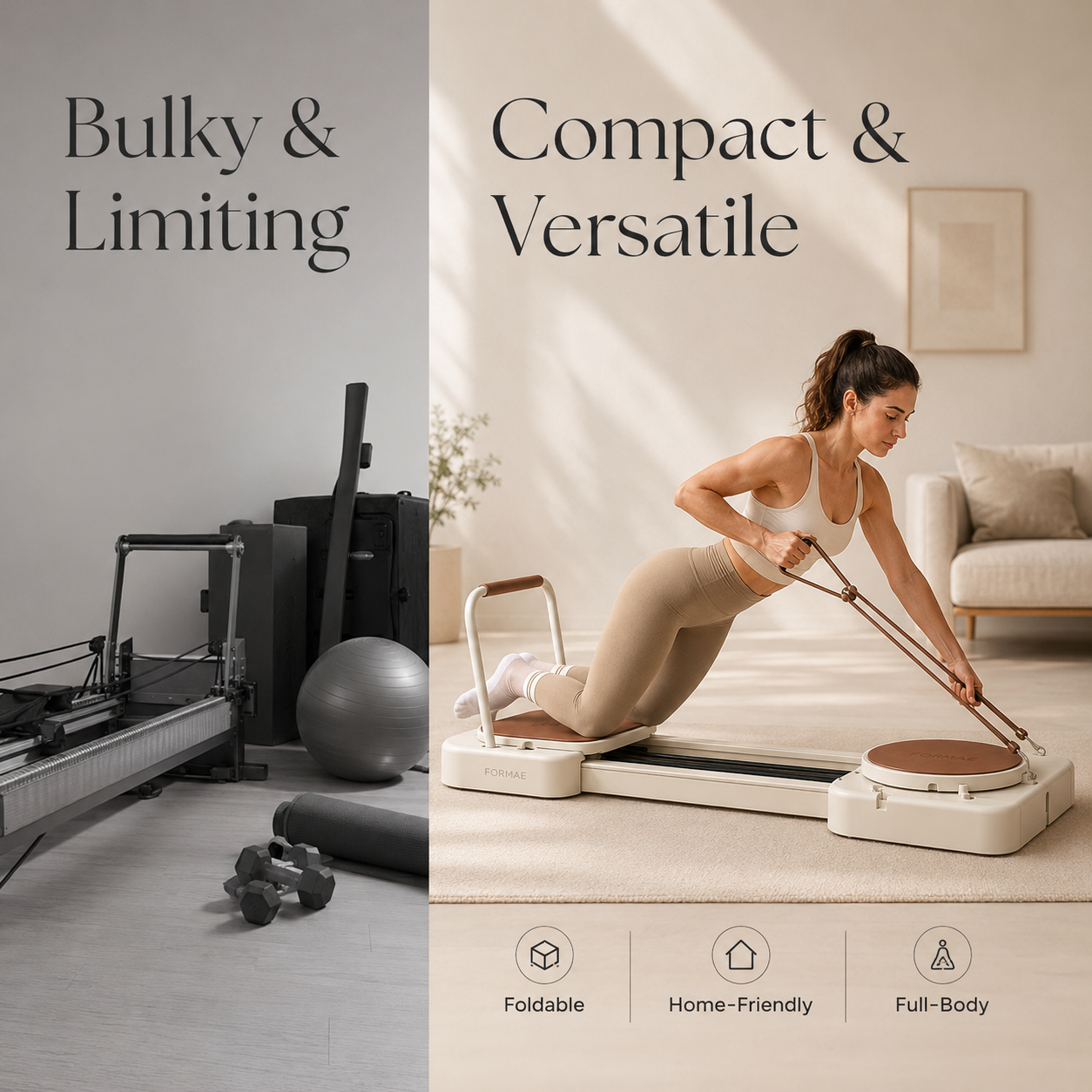 FORMAE PF1™ Foldable Pilates Reformer — Full-Body Home Studio